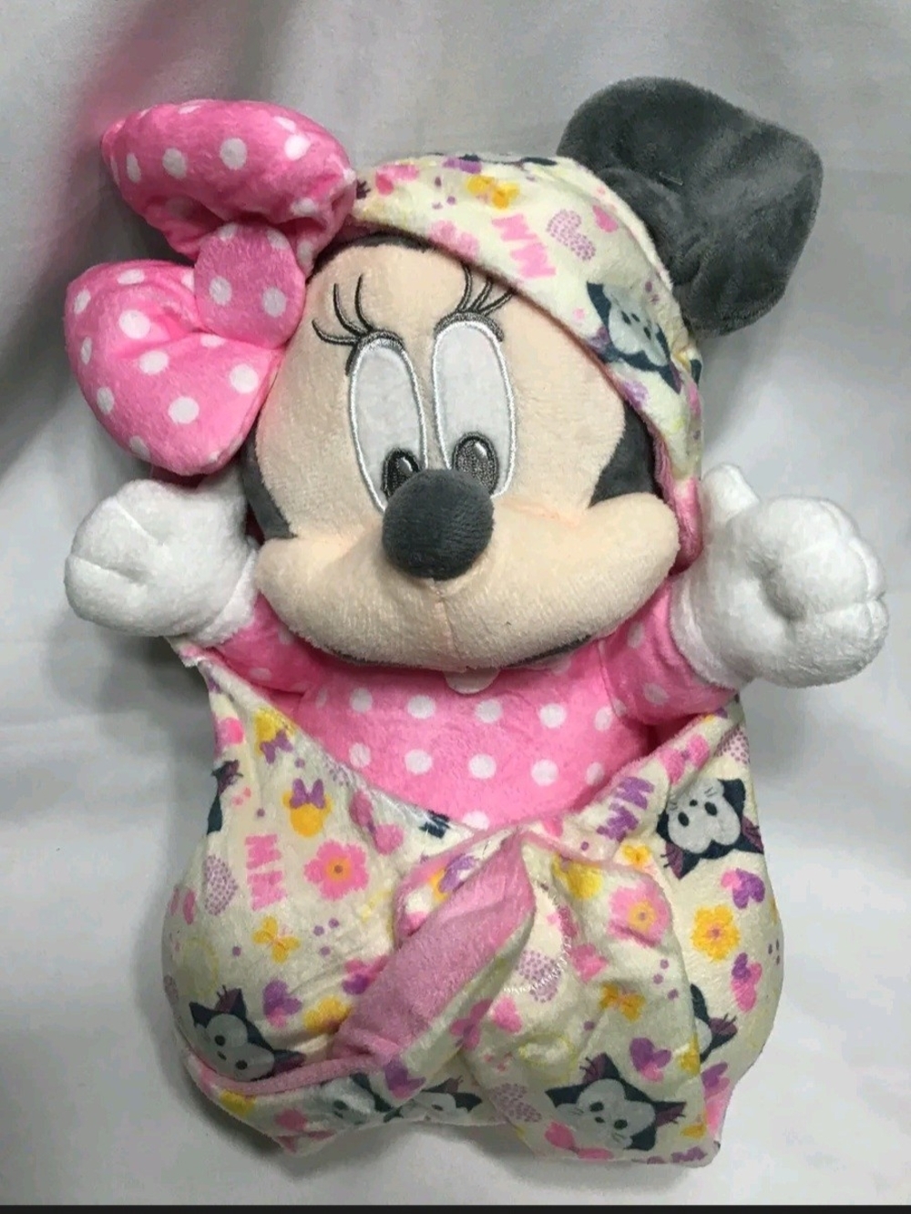 Pink Polka Dot Minnie Mouse Plush Swaddle Toy